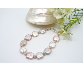 Pink Square Shaped Pearl Bracelet