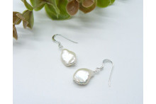 White Small Keshi Baroque Pearl Drop Earrings